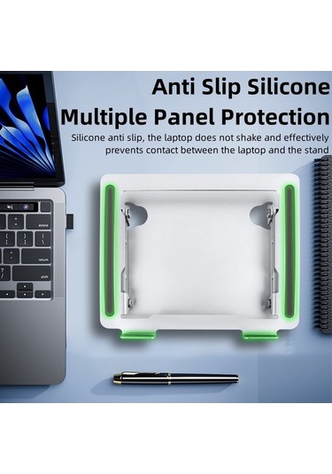 Ebitda Kaliteli Alüminyum Masaüstü Dizüstü Bilgisayar Braketi - Katlanabilir, 17,3 İnç, Gri