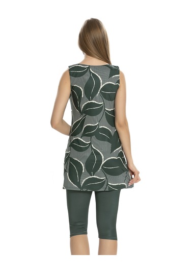 Sıfır Kol Taytlı Yarı Kapalı Mayo 152-505 Haki Haki