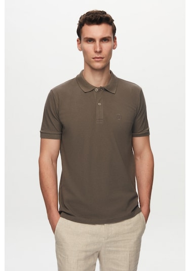 Ds Damat Regular Fit Antrasit Pike Dokulu %100 Pamuk Kıvrılmaz Polo Yaka Nakışlı T-Shirt 4HC14ORT51000 Antrasit