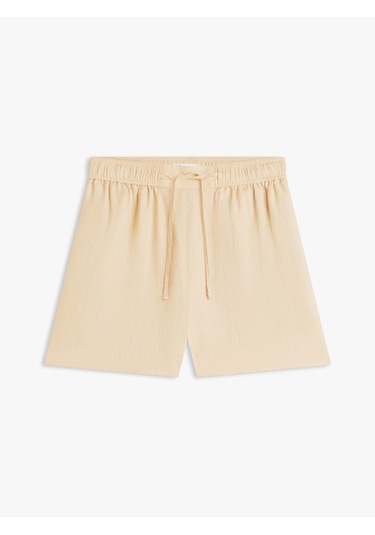 Tommy Hilfiger Ess Lınen Pull On Short Kadın Bej Şort - Ww0ww49637
