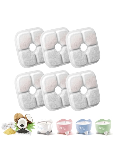 Ecronicword 6'lı Paket Evcil Hayvan Su Dağıtıcı Filtre Kartuşları F15