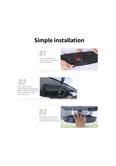 Gajeena Oto İç Görünüm Ayna - Hd Kalite Geniş Perspektif, Geri Vurma Ve Kör Nokta Yardımı, 299x90mm Siyah Abs-glübber Malzeme