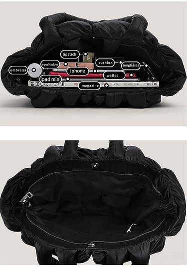 Fosenze Şık Kadın Omuz Çantası - Yumuşak Kışlık Pedli Tote Bag, Geniş Ve Fonksiyonel, Beyaz Renk Çok Renkli