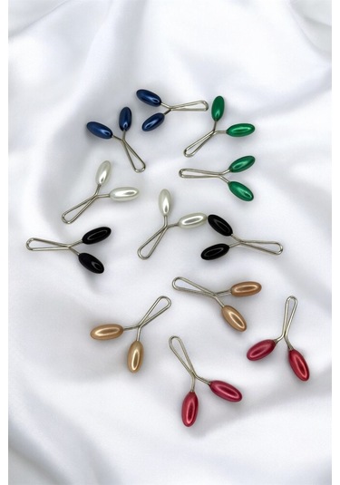 Eşarp Şal Klipsi 12 Adet Arpa Model Canlı Renkler Klips - Kadın Tesettür Aksesuar İğne Karışık Canlı