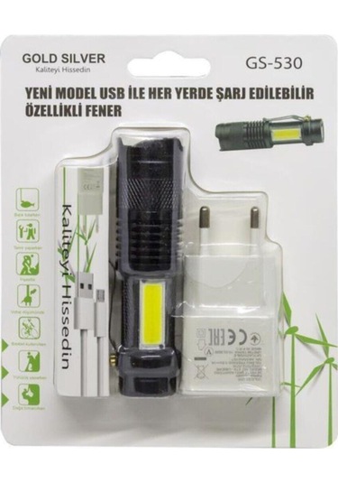 Goldmaster Gold Silver Gs-530 Usb Ile Şarj Edilebilir Fener Gs530