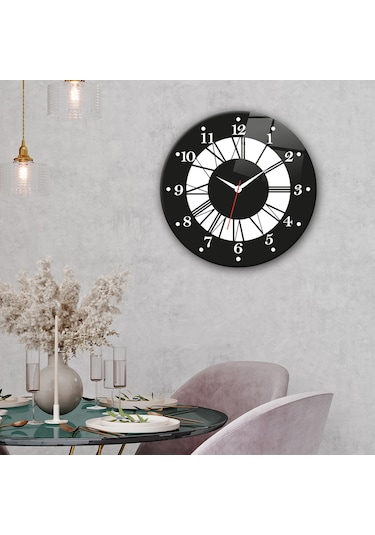 Decorita Cam Saat | Classic Black | Çap40cm Çok Renkli