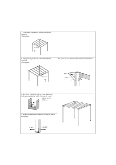 Ahşap Smart Pergole Tente Çardak 250x250 Cm
