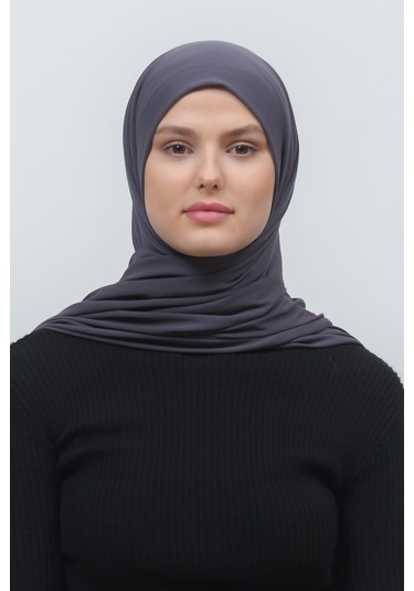 Altobeh Tesettür Kadın Düz Renk Penye Şal Hijab - Füme