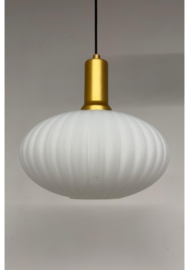 Elegant Cam Tekli Beyaz Avize Gold Fener Başlık Sarkıt Lamba Restoran Salon Aydınlatma Beyaz