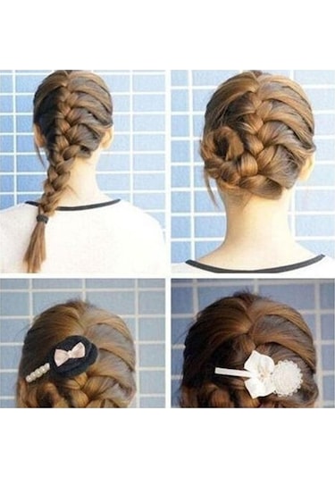 Siyah Balık Kılçığı Saç Örgü Fransız Örgü Aracı Rulo Sihirli Büküm Şekillendirici Bun Maker 1 Adet Siyah