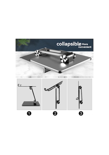 Jeehugo Alüminyum Çift Uygulama Masaüstü Tutucu: Telefon Ve Tablet İçin Açılır, Açı Ayarlanabilir, Dayanıklı Ve Kaymazsız Gri Desen