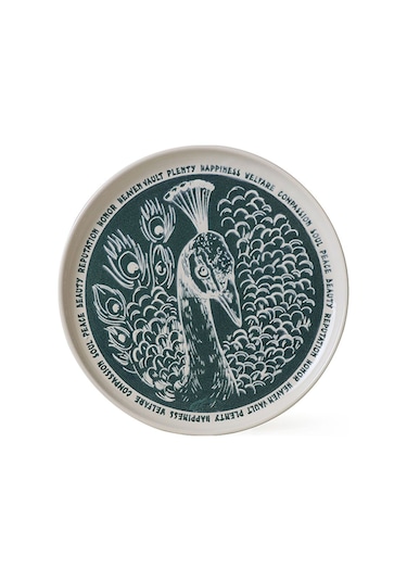 Keramika Tavus Kuşu Nordıc Pasta Tabağı 22 Cm 4 Adet 23137 Yeşil