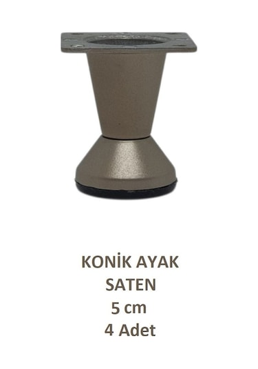 Adilon Konik Ayak, Zamak, Saten, 5 cm, Dolap, Mobilya, Puf Ayağı (4 Adet)