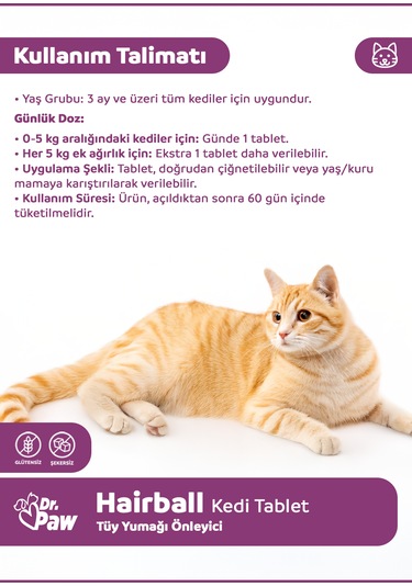 Dr. Paw Hairball Plus Tüy Yumağı Engelleyici Çiğnenebilir Tablet 90 G