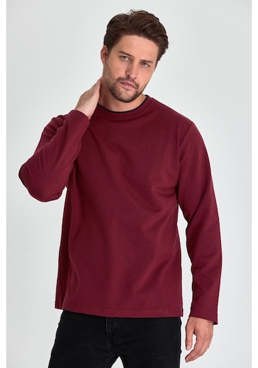 MMetalic Çift Bisiklet Yaka Standart Rahat Kesim Erkek Sweatshirt MTLCE68 Bordo MMetalic Çift Bisiklet Yaka Standart Rahat Kesim Erkek Sweatshirt MTLCE68 Bordo