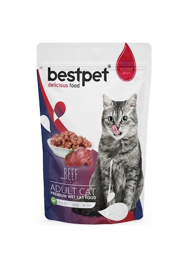 Bestpet Biftekli Jelly Pouch Yetişkin Kedi Yaş Maması 85 G