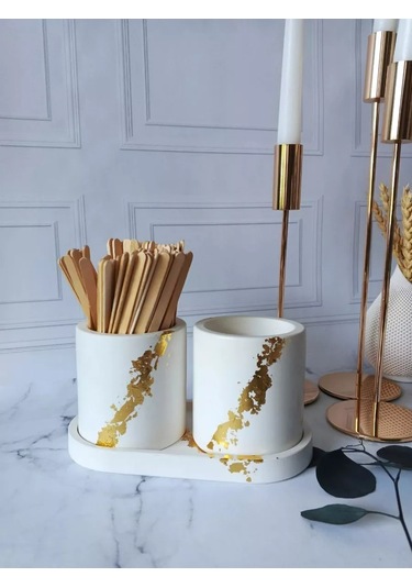 Cre Art Alçı Dekoratif Organizatör Külot Mendil Seti 236592463 Altın Rengi