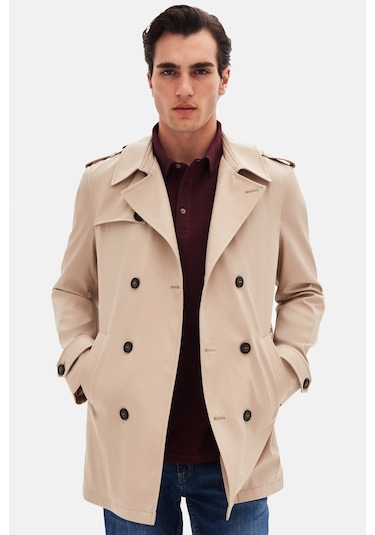 Ds Damat Regular Fit Koyu Bej Apoletli Beli Kemerli Pardösü/trenckot 1hf08ort00013 918