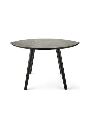 Mermer Desenli Oval Model Sehpa Siyah 70x47x42 Cm Atlantik Çam