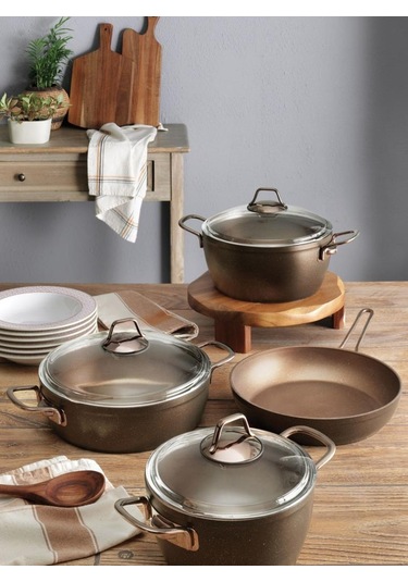 Pierre Cardin 7 Parça Graniks Granit Tencere Tava Seti Bakır Meta