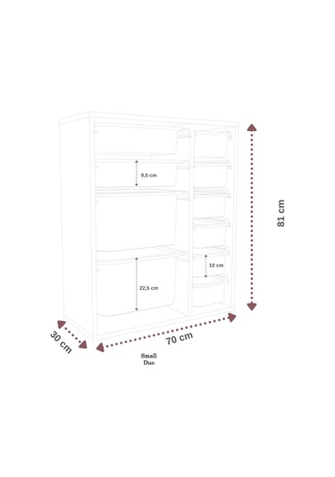%100 Mdf - Small Duo 10 Sepetli Oyuncak Dolabı Beyaz