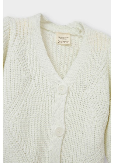 Defacto Kız Bebek V Yaka Düğmeli Hırka A4081a525auer134 Ekru