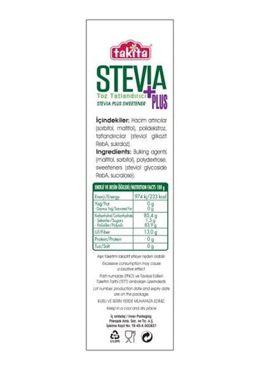 Takita Stevia Plus Toz Tatlandırıcı 250 Gr