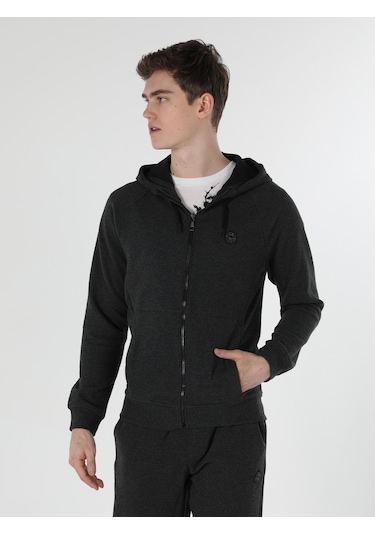 Colin's Slim Fit Kapüşonlu Antrasit Erkek Ceket CL1056951_Q1.V2_ANM Antrasit Melanj