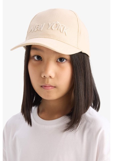 DeFacto Kız Çocuk Nakışlı Keten Karışımlı Cap Şapka D8425A825SMBG286 DeFacto Kız Çocuk Nakışlı Keten Karışımlı Cap Şapka D8425A825SMBG286