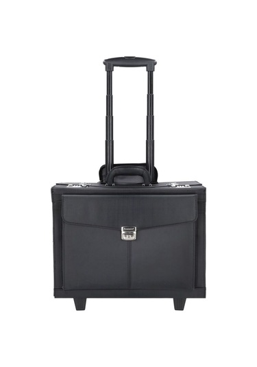Alessio 40 Cm 2 Tekerlekli Pilotentrolley Laptop Bölmeli Siyah Iş Çantası