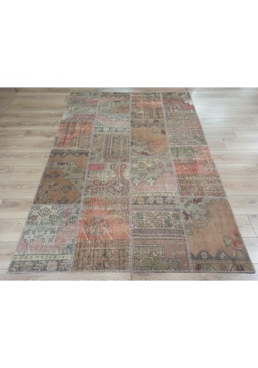 Çam Halı Pw13296 Gül Kurusu El Dokuma Patchwork Yün Halı - 170x240