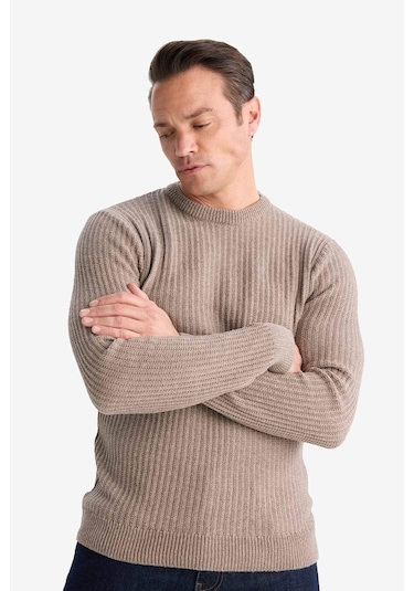 Defacto Standart Fit Bisiklet Yaka Triko Kazak E0811AX25WNBG216 Bej Defacto Standart Fit Bisiklet Yaka Triko Kazak E0811AX25WNBG216 Bej