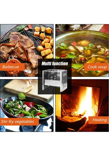 Samdoo Portatif Çelik Harçlı Çadır Ocağı - Katlanabilir Barbekü Izgarası, Çok Amaçlı Odun/kömür Isıtıcı, Piknik Ve Kamp İçin Pratik Isı Kaynağı Gümüş