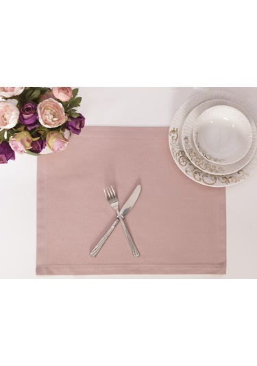 Pamuklu Pudra Renk Amerikan Servis Masa Sunum Tekli Supla 35x45 Çok Renkli