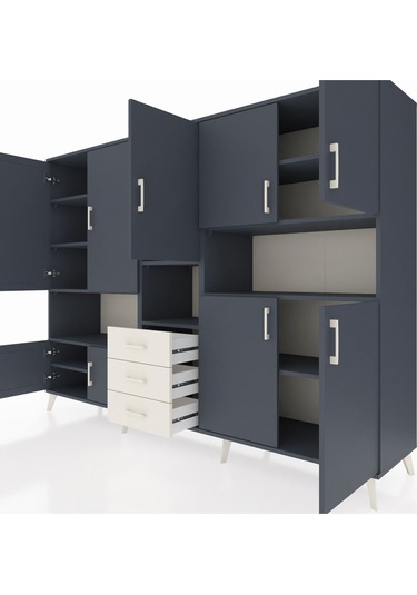 Hyperion Dolap 13 Raflı 3 Çekmeceli 9 Kapaklı 220x44x163 Antrasit Antrasit-antrasit/aytaşı Hyperion Dolap 13 Raflı 3 Çekmeceli 9 Kapaklı 220x44x163 Antrasit Antrasit-antrasit/aytaşı