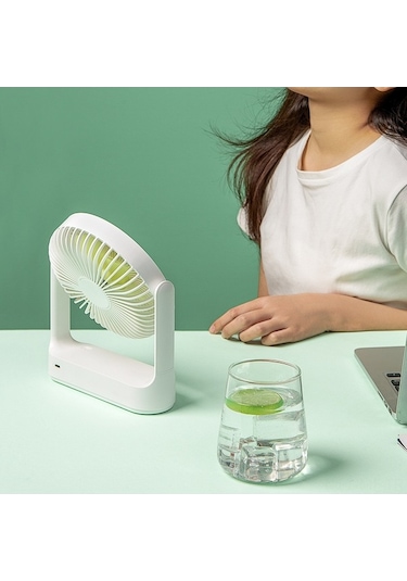 Didadodo 4 Kademeli Fan - 4000mah Pil, Sessiz Beyaz Şarjlı Masaüstü Fanı Taşınabilir Beyaz