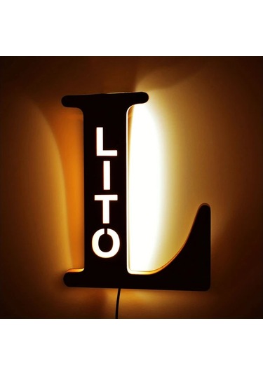 Honeybeeshop L Zouwıı Kisilesel Led Duvar Gece Lambasi Buyuk Harfle Ozel Isim Tarih Geri Donusturulmus Ahsap Usb Yatak Odasi Dekoru Ciftler Yil Donumu Hediyesi Beyaz