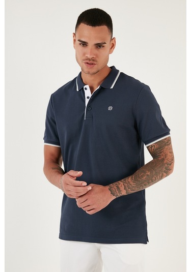 Buratti % 100 Pamuk Düğmeli Regular Fit Erkek Polo Yaka T Shirt 5902118 Lacivert