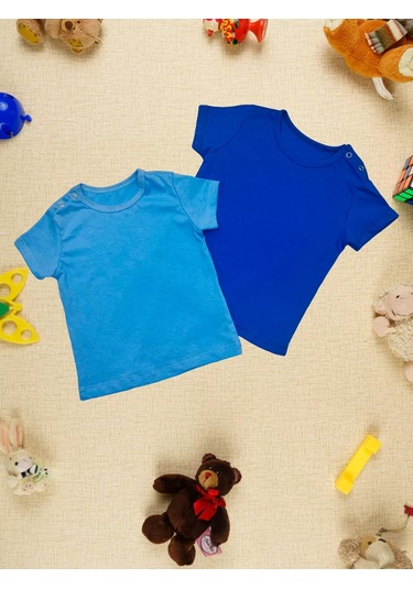 Chic Panda Çocuklar İçin Düğmeli Günlük Temel Tişört Takımı 173063863 Mavi