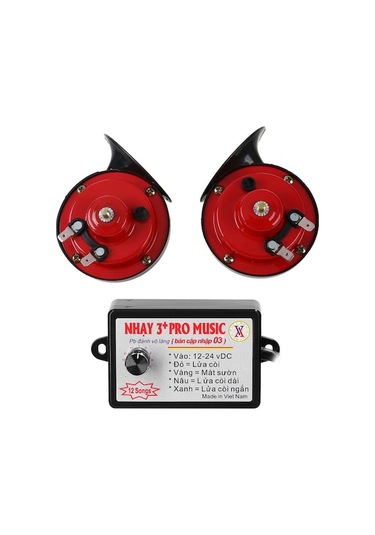 12v Araba Motosikletli 220db Yüksek Sesli Hoparlör Seti, 12 Sesli Kontrolcü, Su Geçirmez Metal+abs, Yüksek-düşük Ton, Kırmızı