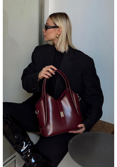 Shule Bags Cindy El Ve Çapraz Çanta Bordo Bordo