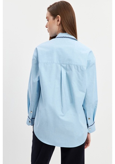 Stella Pulvis Mavi Su Taşlı Oxford Gömlek Mavi