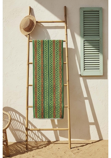 Açık Yeşil Sahara %100 Pamuklu Plaj Havlusu 70x140 Cm Çok Renkli