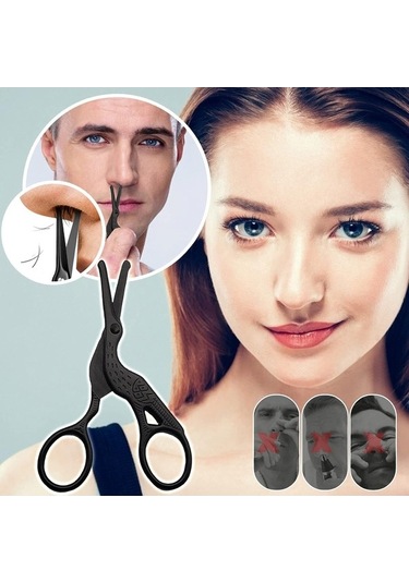 Pazly Profesyonel Paslanmaz Çelik Burun Ve Kaş Makası Seti - Siyah Güzellik Aletleri Siyah