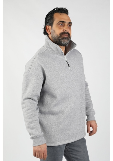 Balins Unisex Balıkçı Yaka Gri Sweatshirt Gri