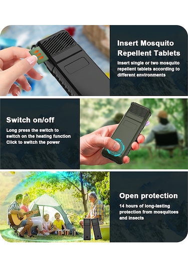 Padalink Dış Mekan Kamp Makyası - Taşınabilir Li-poly Pil Isıtmalı Elektronik Sivrisinek Kovucu - İki Yönlü Isıtma, 2 Seviye Güç Ayarı, Acil Şarj Cihazı Ve El Feneri Fonksiyonu - Asker Yeşili 5000mah Dahili Pil Haki