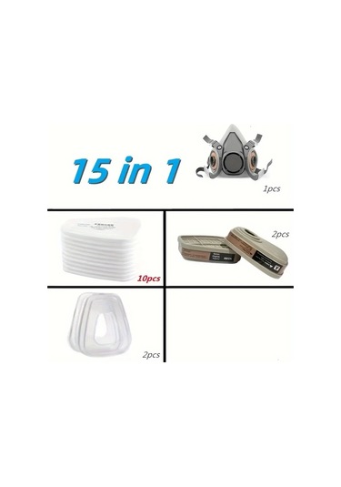 Willowhaven 6200 Full Face Gaz Maskesi 6200 15in1 Ekstra Filtreli Endüstriyel Toz Koruma Silikon Maske