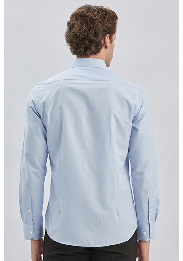 Koyu Mavi Uzun Kollu Bez Ayağı Sert Yaka Cepsiz Klasik Slim Fit Dar Kesim Gömlek 1004240230-koyu Mavi Koyu Mavi