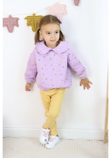 Harika Kids Kız Çocuk Orta Kalınlıkta Taytlı Takım Lila