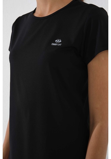 Tommy Life Siyah Basic Kısa Kol Standart Kalıp O Yaka Kadın T-shirt - 97144 Siyah